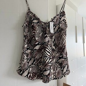 NWT Artizia's Wilfred Ruffle Camisole Animal-print silk (Giselle)